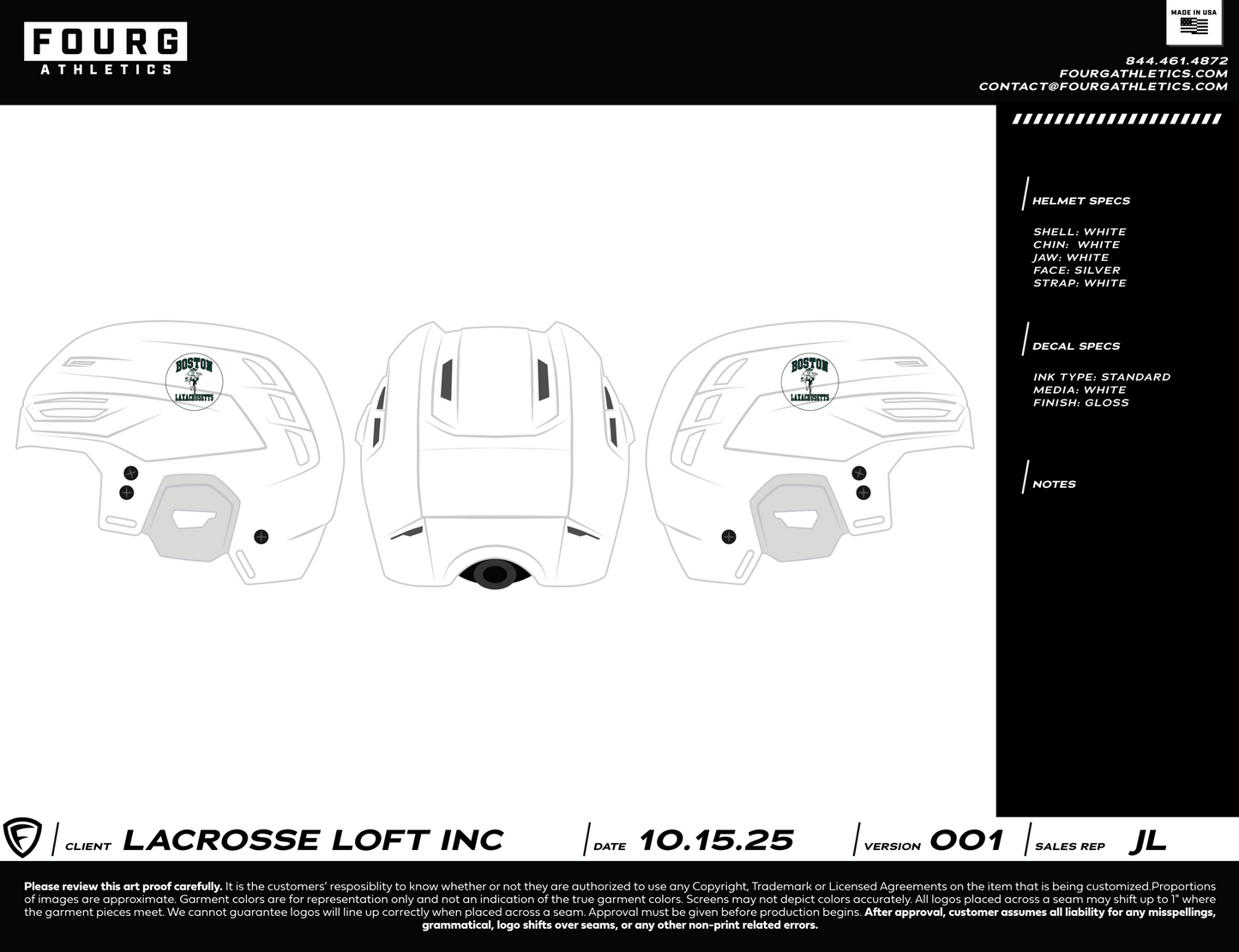 Boston Laxachusetts Box Helmet Decals